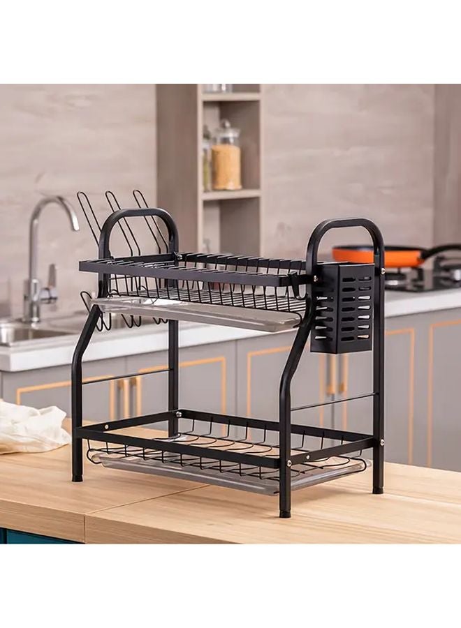 Black Iron Dish Drying Rack With Cup Holder Large Capacity Kitchen Organizer - Image 4